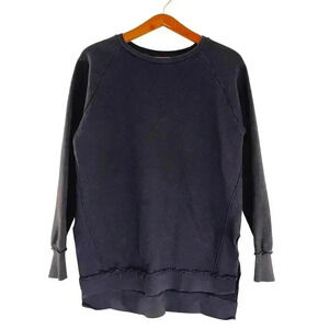 Sol Angeles Charcoal Terrycloth Crewneck Sweatshirt Women's Size L Loungewear